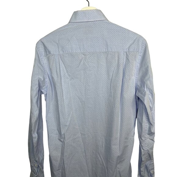 Duchamp Top Mens Medium Long Sleeve Button Down Shirt Blue Tailored Casual Work - Picture 11 of 12